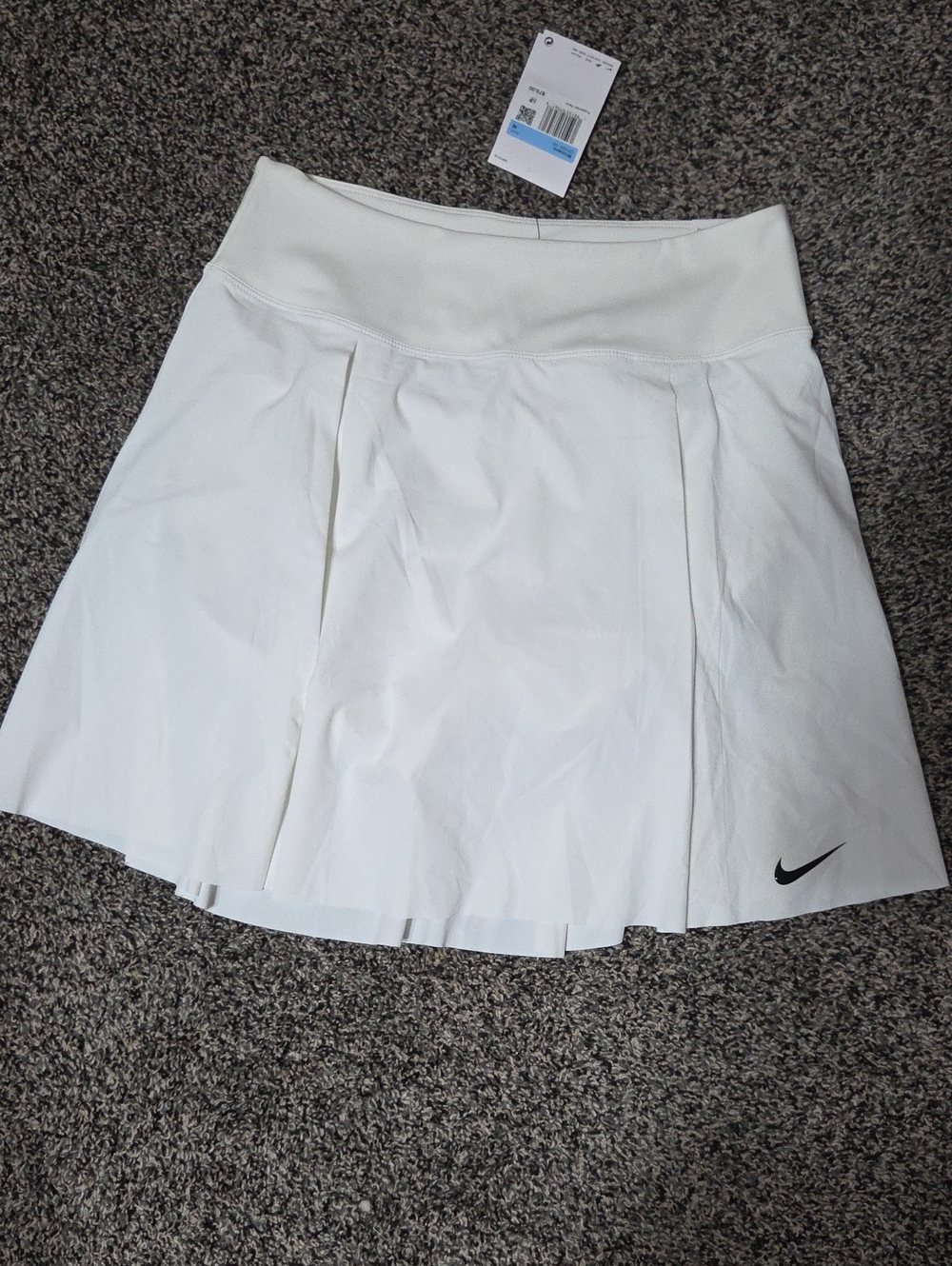 Nike White Athletic Pleated Skirt with Black Swoosh